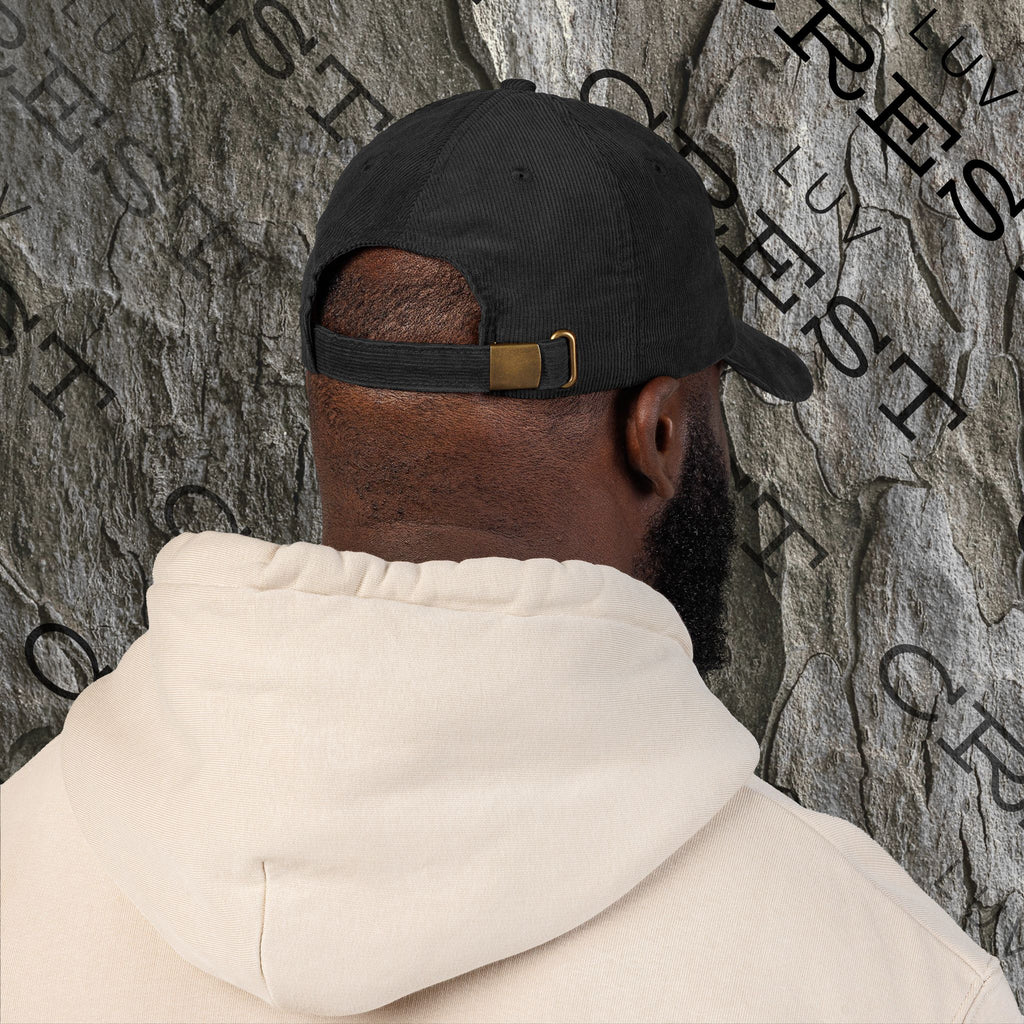 Luvcrest | Embroidered Black Corduroy Cap