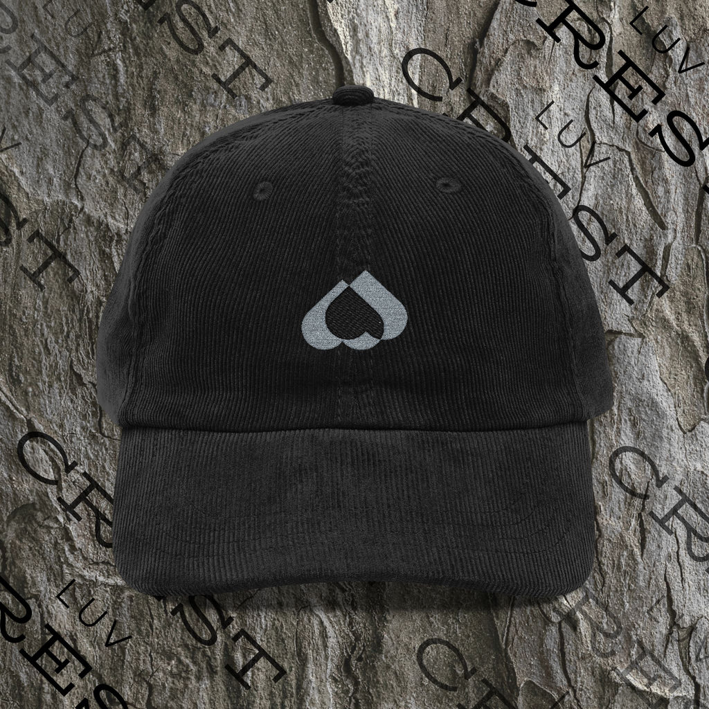 Luvcrest | Embroidered Black Corduroy Cap