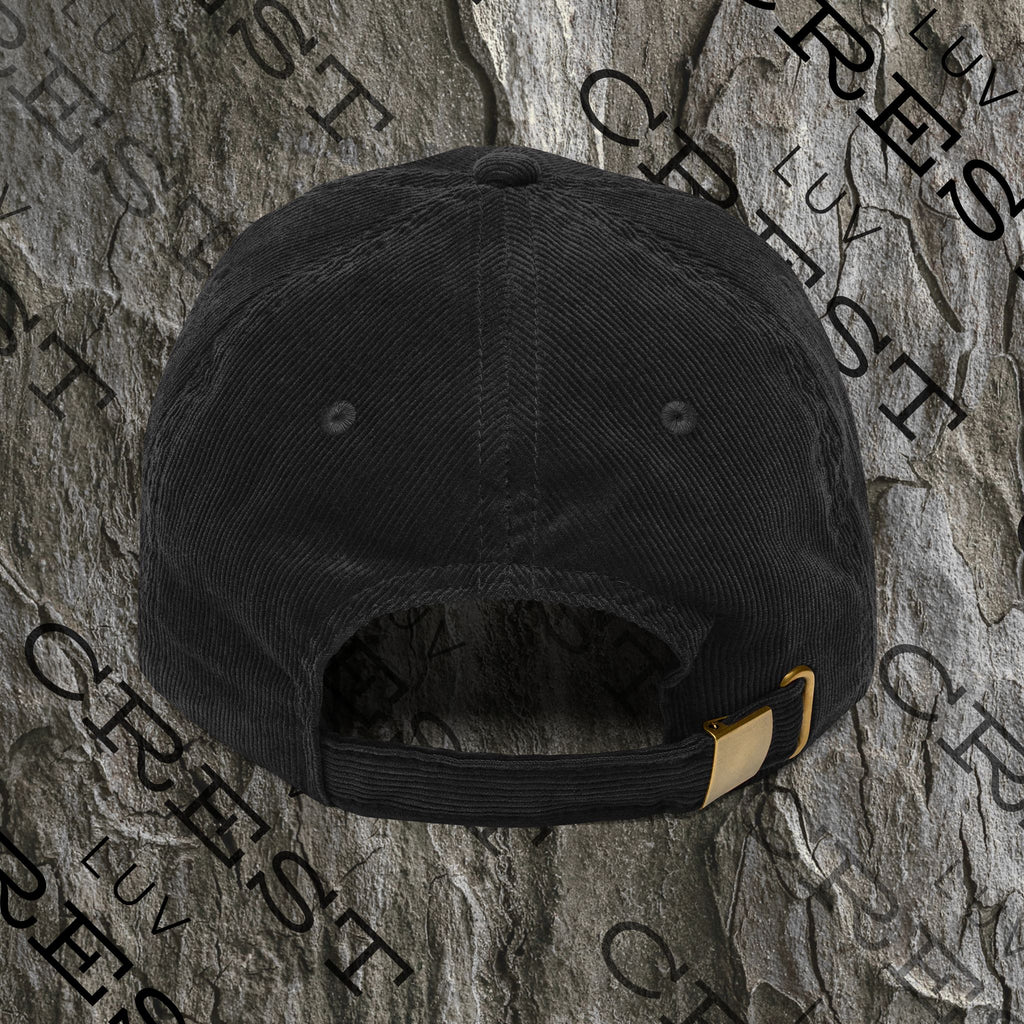 Luvcrest | Embroidered Black Corduroy Cap