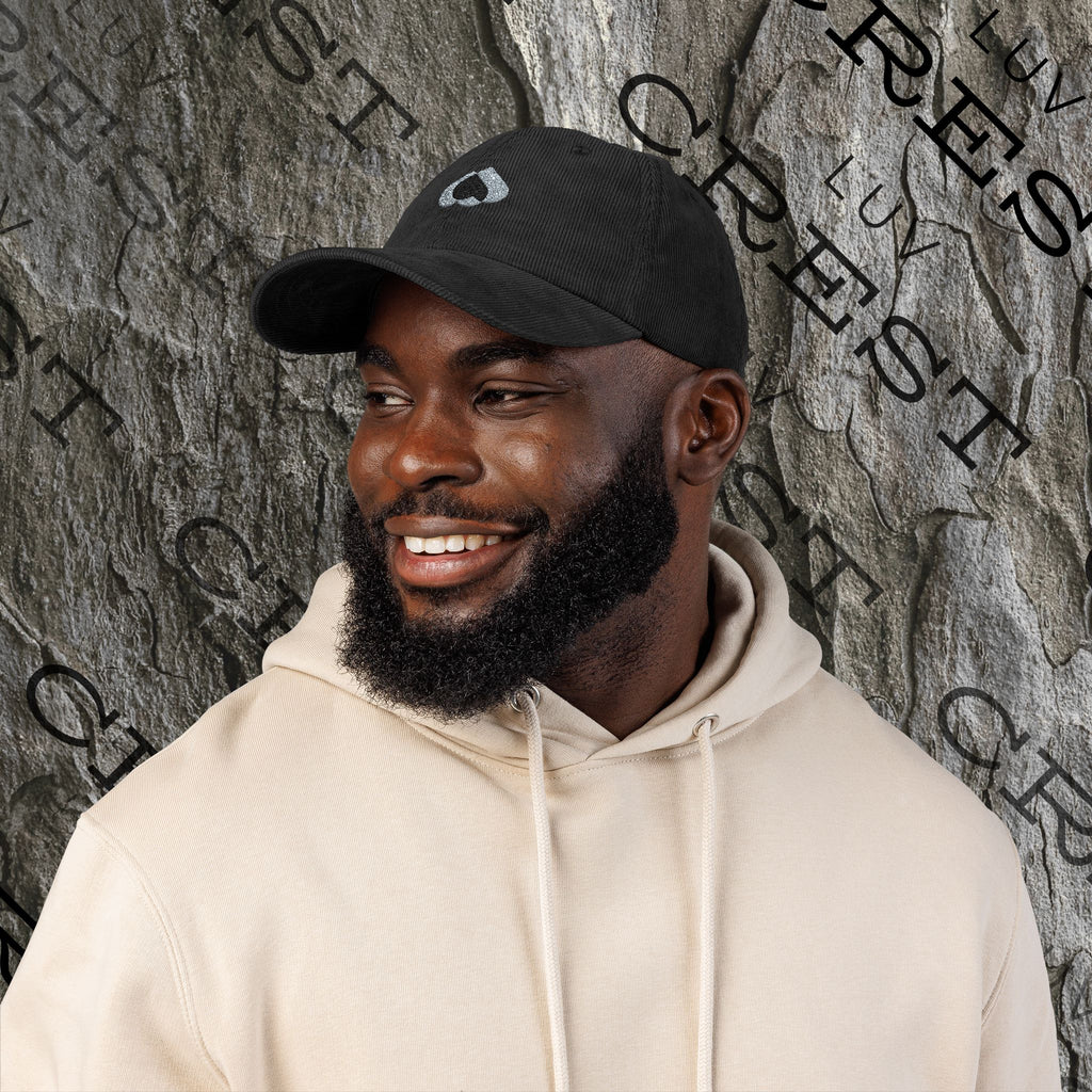 Luvcrest | Embroidered Black Corduroy Cap